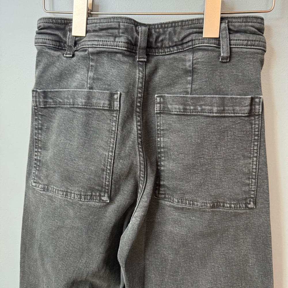 ZARA The Marine Straight Hi Rise Wide Leg Raw Hem Jeans Faded Black. Women’s 4 - Picture 8 of 12
